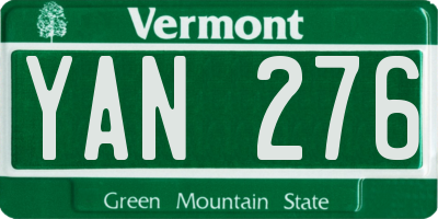 VT license plate YAN276
