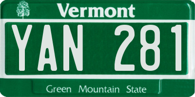 VT license plate YAN281