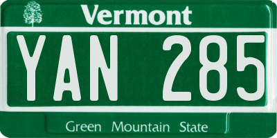 VT license plate YAN285