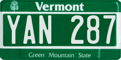 VT license plate YAN287