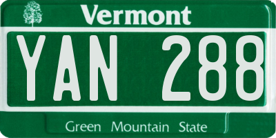 VT license plate YAN288