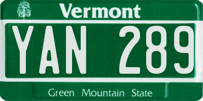 VT license plate YAN289