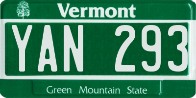 VT license plate YAN293