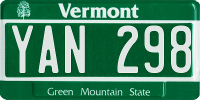VT license plate YAN298