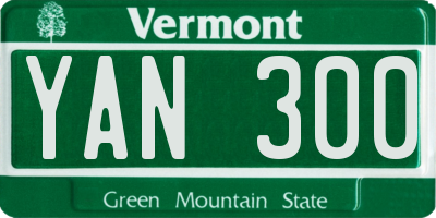 VT license plate YAN300