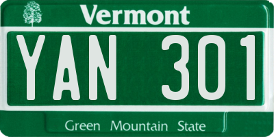 VT license plate YAN301