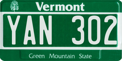 VT license plate YAN302