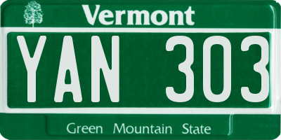 VT license plate YAN303