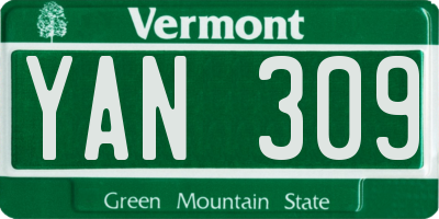VT license plate YAN309