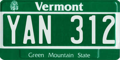 VT license plate YAN312