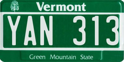 VT license plate YAN313