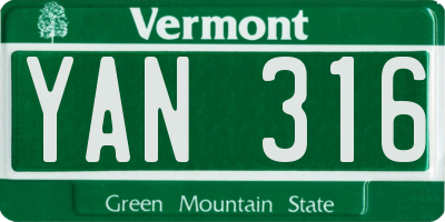 VT license plate YAN316