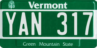 VT license plate YAN317