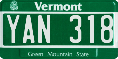 VT license plate YAN318