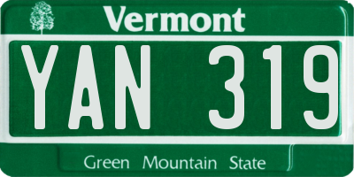 VT license plate YAN319