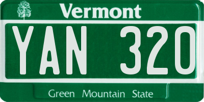 VT license plate YAN320
