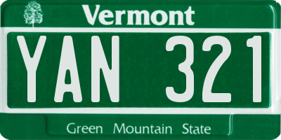 VT license plate YAN321