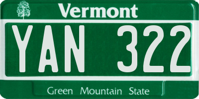 VT license plate YAN322