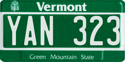 VT license plate YAN323
