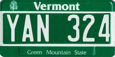 VT license plate YAN324