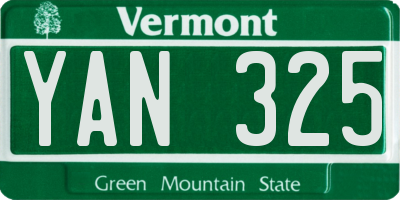 VT license plate YAN325