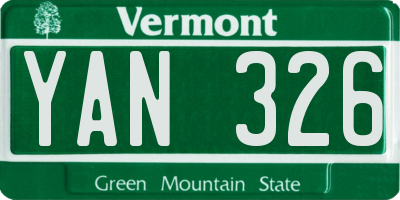 VT license plate YAN326