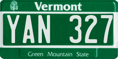 VT license plate YAN327
