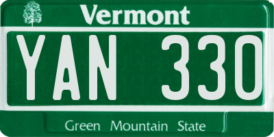 VT license plate YAN330