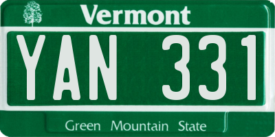 VT license plate YAN331