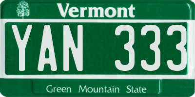 VT license plate YAN333