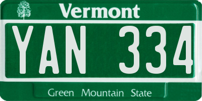 VT license plate YAN334