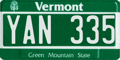 VT license plate YAN335