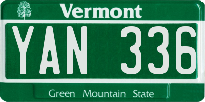 VT license plate YAN336