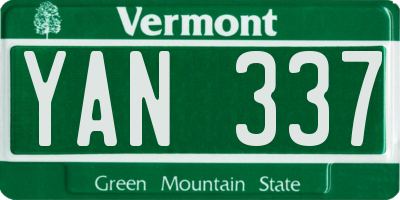 VT license plate YAN337