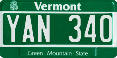 VT license plate YAN340