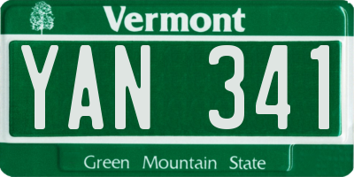 VT license plate YAN341