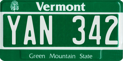 VT license plate YAN342