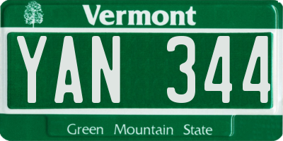 VT license plate YAN344