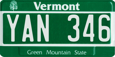 VT license plate YAN346