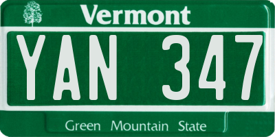 VT license plate YAN347