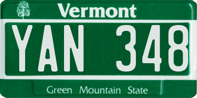 VT license plate YAN348
