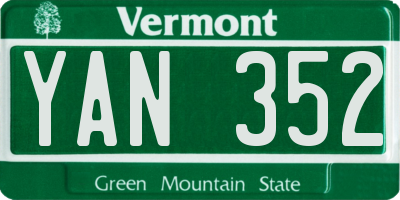 VT license plate YAN352