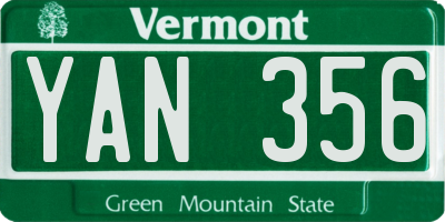 VT license plate YAN356