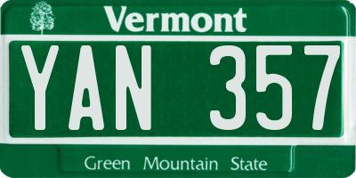 VT license plate YAN357