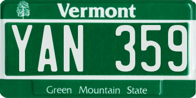 VT license plate YAN359