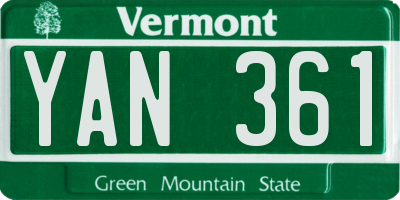 VT license plate YAN361