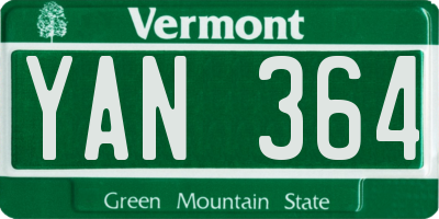VT license plate YAN364