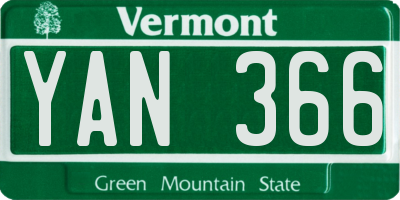 VT license plate YAN366