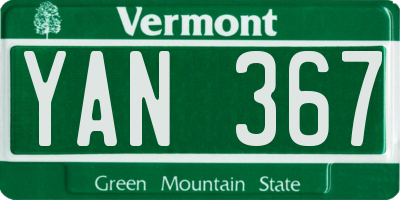 VT license plate YAN367
