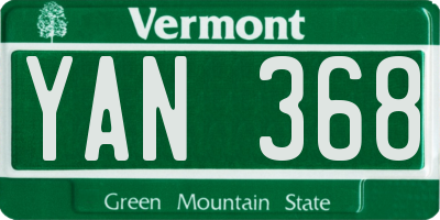 VT license plate YAN368